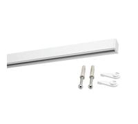 Deco-rum Binario per Tende Dimensioni Binario Interno in Alluminio Supporto a Soffitto Quadrato Piatto, Asta per Tenda da Esterno, Barra Interno per Tende con Chiusura a Tenda, Bianco, 160 cm