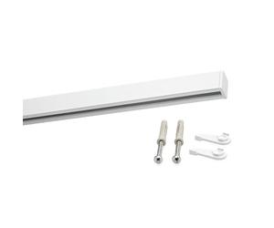 Deco-rum Binario per Tende Dimensioni Binario Interno in Alluminio Supporto a Soffitto Quadrato Piatto, Asta per Tenda da Esterno, Barra Interno per Tende con Chiusura a Tenda, Bianco, 160 cm