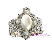 Deco Vintage Sposa Largo Oro Perle Feature Polsino Bracciale W/