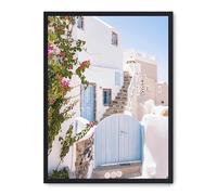 DECOALMA Quadro decorativo da parete, 300 x 400 cm, 650 g, 1 pezzo, rettangolare, tema Santorini, cornice in MDF nera, poster stampato su carta 180 g, per soggiorno e camera da letto