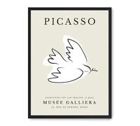 DECOALMA Quadro decorativo da parete, 70 x 50 x 2 cm, 1,61 kg, 1 pezzo, verticale, rettangolare, piccione della pace Picasso, arte moderna, cornice in MDF nero