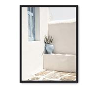 DECOALMA Quadro decorativo da parete, 70 x 50 x 2 cm, cornice MDF nera, poster stampato su carta 180 g, multicolore, architettura mediterranea, decorazione interna