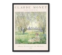 DECOALMA Quadro decorativo da parete, arte impressionista monet, 70 x 50 x 2 cm, cornice MDF nera, poster su carta 180 g, multicolore, donna seduta sotto gli alberi, decorazione per soggiorno
