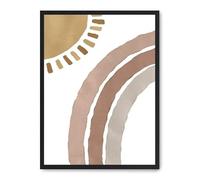 DECOALMA Quadro decorativo per cameretta dei bambini, arcobaleno e sole, 70 x 50 x 2 cm, 1,61 kg, cornice in MDF nera, poster stampato, multicolore
