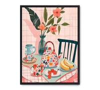 DECOALMA Quadro decorativo per cucina, 70 x 50 x 2 cm, 1,61 kg, poster con cornice nera, design vintage Still Life, multicolore, montato su MDF
