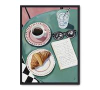 DECOALMA Quadro decorativo per cucina, poster con cornice in MDF, nero, 70 x 50 x 2 cm, multicolore, motivo Summer Still Life, montato su carta premium 180 g