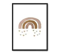 DECOALMA Quadro decorativo, poster arcobaleno con cuori, per camera dei bambini e dei bambini, 70 x 50 cm, 1,61 kg, cornice in MDF, nero, multicolore