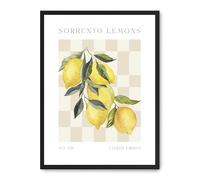 DECOALMA Quadro decorativo Poster Limoni Sorrento 70x50 cm Cornice MDF Nero 1,61 kg Multicolore, design gastronomico per cucina e casa