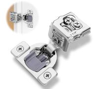 DecoBasics - Confezione da 50 cerniere a chiusura rallentata per armadietti da cucina, in nichel satinato, chiusura automatica, cerniere nascoste con chiusura ammortizzata integrata, regolazione a 3