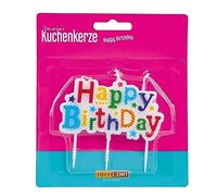 Decocino Candela per torta "Happy Birthday", altezza circa 7 cm, decorazione per torte di compleanno
