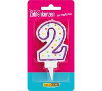 DECOCINO Candele con numeri "2" - Candele per torta Happy Birthday, candele di Gerbut, decorazioni per torte di compleanno e torte di compleanno