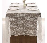 DÉCOCO Tovaglia in pizzo bianco, 150 x 300 cm, in pizzo vintage, ricamata, per matrimonio, vintage, reception, decorazione estiva, per feste, boho, matrimonio, tavolo