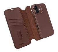 DECODED Custodia in pelle 2 in 1 per iPhone 17, a portafoglio staccabile, in pelle premium ECCO, compatibile con MagSafe, protezione anti-urti, resistente ai graffi, bottoni metallici, marrone