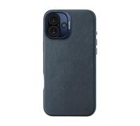 DECODED Custodia in pelle per iPhone 16 Plus, Realizzata in pelle ECCO Premium, Custodia compatibile con MagSafe, Protezione da cadute, Custodia resistente ai graffi, Pulsanti metallici, Blu