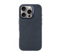 DECODED Custodia in pelle per iPhone 16 Pro, compatibile con MagSafe, vera pelle ECCO di alta qualità, custodia protettiva integrale, bordi rialzati per proteggere lo schermo e la fotocamera, blu navy