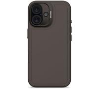 DECODED Custodia in silicone per iPhone 16, morbida al tatto, rivestimento antibatterico, compatibile con MagSafe, protezione da cadute e urti, pulsanti in metallo, presa solida, colore nero fantasma