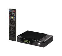 EMOS Decoder DVB-T2, recivitore digitale terrestre H.265 HEVC HD con connessione USB, HDMI, SCART e coassiale, telecomando e infrarossi, PVR, lettore multimediale e funzione EPG, Nero