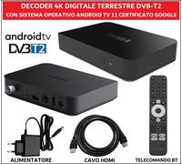 Decoder Digitale Terrestre DVB-T2 HEVC Android 11 4k Ultra HD Box Smart Tv WiFi