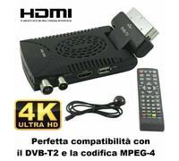 Decoder Digitale Terrestre Hd Mini Dvb T2 Usb E Hdmi Presa Scart 180° Tv