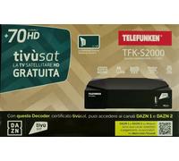 Decoder HD Satellitare Senza Scheda Telefunken TFK-S2000 Certificato Tivùsat