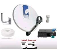 DECODER HD + SCHEDA TIVÙSAT PARABOLA 80CM + LNB + 20 METRI DI CAVO + SUPPORTO