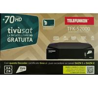 DECODER HD TIVÙSAT ORIGINALE CERTIFICATO TESSERA INCLUSA TELEFUNKEN TFK-S2000