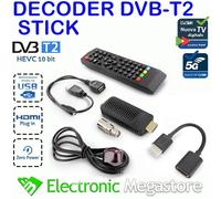 Decoder Ricevitore Digitale Terrestre Full HD Dvb-T2 Hevc H265 HDMI Stick 10bit