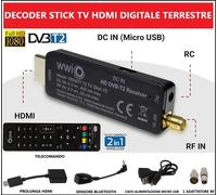 Decoder Digitale Terrestre Dvb-T2 HD HDMI Hevc H265 10 bit Mini Stick Ricevitore