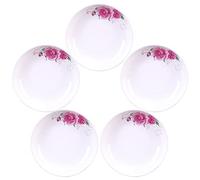 Decohomeforu Confezione da 5 piatti in ceramica con motivo a rose, 17,8 cm, piatti da dessert in ceramica, per bistecche, pasta, pizza, antipasti, piatti (lavabili in lavastoviglie e adatti al