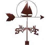 Decoive - Segnavento a forma di barca a vela, in acciaio inox, robusto, stile retrò, con paletto da giardino, indicatore di direzione del vento, per tetto, giardino, cortile, strumento di misurazione