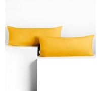DecoKing 2 federe 40 x 120 cm Jersey 100% in 100% Jersey di Cotone Pettinato pettinato cerniera giallo ambra