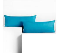 DecoKing 2 federe 40 x 120 cm, jersey 100% in 100% Jersey di Cotone Pettinato pettinato, chiusura lampo ciano, ambra