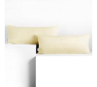 DecoKing 2 federe 40 x 120 cm, jersey 100% in 100% Jersey di Cotone Pettinato pettinato con chiusura lampo, color panna ambra