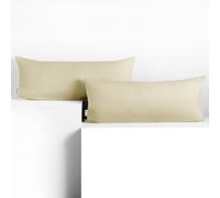 DecoKing 2 federe 40 x 120 cm jersey in 100% Jersey di Cotone Pettinato chiusura lampo beige ambra