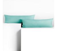 DecoKing 2 federe 40 x 145 cm, jersey di in 100% Jersey di Cotone Pettinato, chiusura lampo, turchese chiaro, ambra