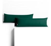DecoKing 2 federe 40 x 200 cm in 100% Jersey di Cotone Pettinato con chiusura lampo verde bottiglia ambra