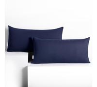 DecoKing 2 federe 40 x 80 cm, in in 100% Jersey di Cotone Pettinato, con chiusura lampo, blu scuro, ambra