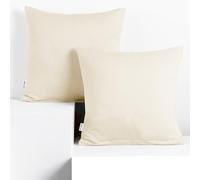 DecoKing 2 federe 80 x 80 cm Jersey 100% in 100% Jersey di Cotone Pettinato pettinato chiusura lampo Ecru Amber