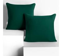 DecoKing 2 federe 80 x 80 cm Jersey 100% in 100% Jersey di Cotone Pettinato pettinato chiusura lampo verde bottiglia ambra