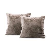DecoKing 2 federe da 45 x 45 cm, in microfibra, con chiusura lampo, in pile, cappuccino, Mic
