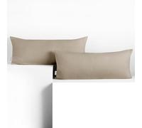 DecoKing 2 Fodere per Cuscino 40x120 cm Jersey 100% Cotone Pettinato Cerniera Cappuccino Amber