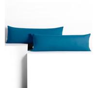 DecoKing 2 Fodere per Cuscino 40x145 cm Jersey 100% Cotone Pettinato Cerniera Blu Amber