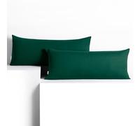 DecoKing 2 Fodere per Cuscino 40x145 cm Jersey 100% Cotone Pettinato Cerniera Bottiglia Verde Amber