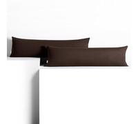 DecoKing 2 Fodere per Cuscino 40x145 cm Jersey 100% Cotone Pettinato Cerniera Marrone Amber