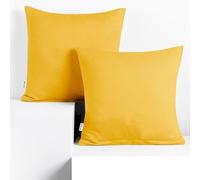DecoKing 2 Fodere per Cuscino 50x60 cm Jersey 100% Cotone Pettinato Cerniera Giallo Amber