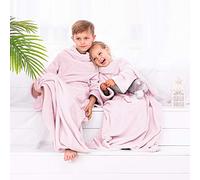 DecoKing Coperta con Maniche per Bambini in Microfibra Poliestere Rosa 90 x 105 cm Lazy Kiddo