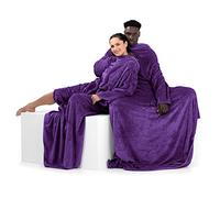 DecoKing Coperta con Maniche per TV in Microfibra e tasca Morbido Poliestere Violetto 150 x 180 cm Lazy