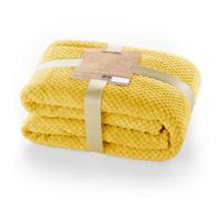 DecoKing - Coperta morbida Henry in microfibra/pile, coperta da giorno, da salotto, in stile scandinavo, 70 x 150 cm, colore: giallo senape