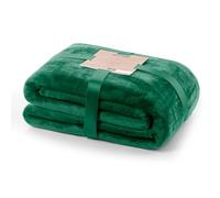 DecoKing Coperta Plaid Pile 160 x 210 cm per Letto una Piazza e Mezza Calda Accogliente e Spessa in Morbido Velluto Per Letto Divano Sedia Tutte le Stagioni Verde Bottiglia Mic