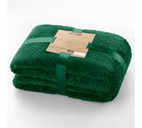DecoKing Coperta Plaid Pile 170x210 cm per Letto una Piazza e Mezza Calda Accogliente e Spessa in Morbido Velluto Stile Scandinavo Per Letto Divano Sedia Tutte le Stagioni Verde Scuro Henry